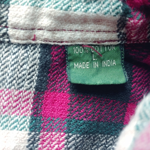 Vintage 90s Grunge Susquehanna Trail Plaid Jacquard Button Down Shirt - Size LG - Picture 9 of 10